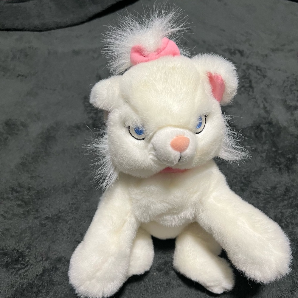 Vintage Disney MARIE White Cat 12” Plush Pink Bow Collar The Aristocats